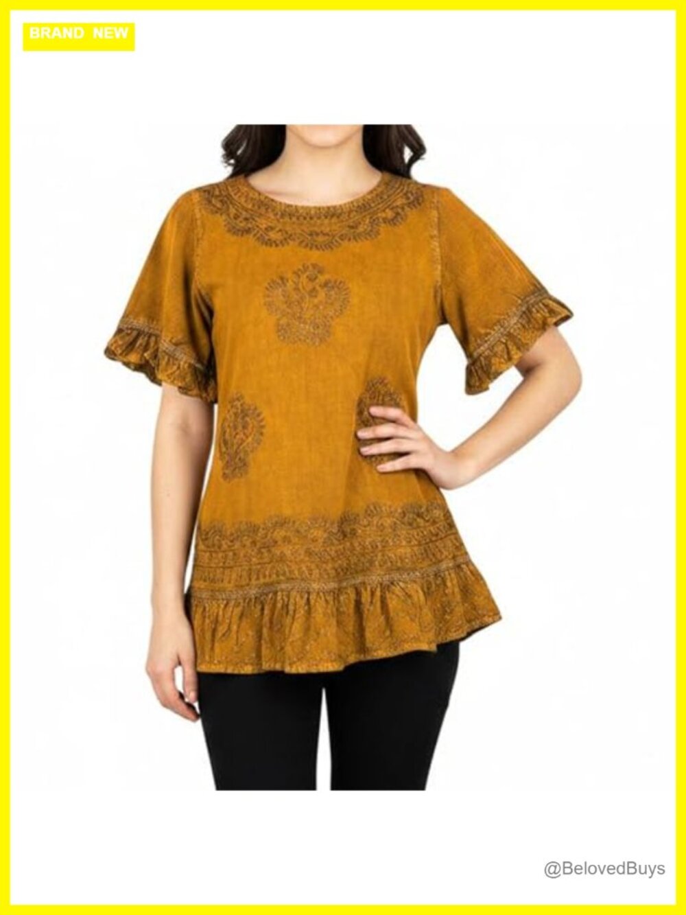 Embroidered Bohemian Rayon Short Sleeve Blouse